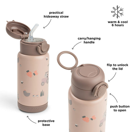 <tc>Done by Deer</tc> Bouteille à paille Thermos Tiny Farm Powder 340 ml