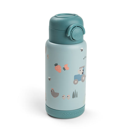 <tc>Done by Deer</tc> Bouteille à paille Thermos Tiny Farm Blue 340 ml