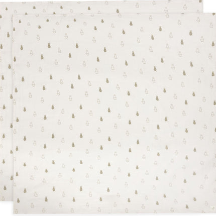 Chiffon hydrophile grand 115x115cm Happy Miffy - Vert olive - 2 pièces