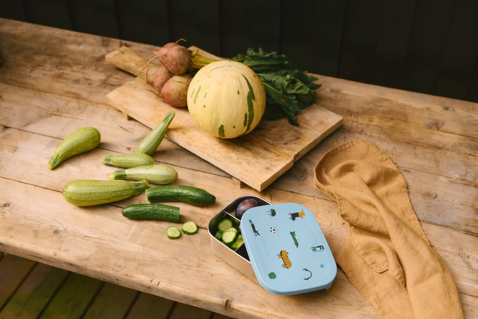 Boîte à lunch en acier inoxydable Fun/Beach Blue