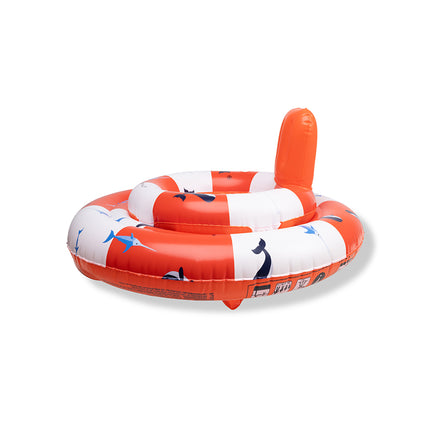 <tc>Swim Essentials</tc> Bouée pour bébé blanche et rouge à rayures océaniques, 0-1 an