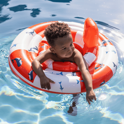 <tc>Swim Essentials</tc> Bouée pour bébé blanche et rouge à rayures océaniques, 0-1 an
