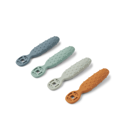 <tc>Liewood</tc> Cuillères pour bébé Caelia, lot de 4, bleu baleine, assorties