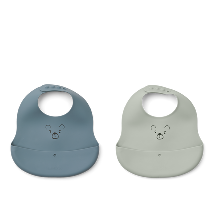 <tc>Liewood</tc> Bavoir Ember Mr Bear bleu grisé/bleu baleine
