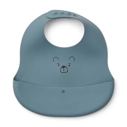 <tc>Liewood</tc> Bavoir Ember Mr Bear bleu grisé/bleu baleine