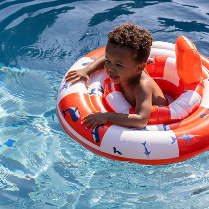 <tc>Swim Essentials</tc> Bouée pour bébé blanche et rouge à rayures océaniques, 0-1 an