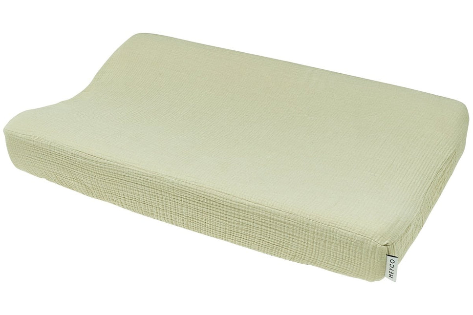 Aankleedkussenhoes pre - washed hydrofiel Uni - soft olive - 50x70cm - Babywinkel - 4054703400014