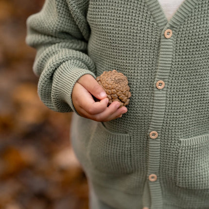 Cardigan tricoté vert forêt
