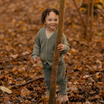 Cardigan tricoté vert forêt