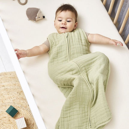 Baby zomerslaapzak pre - washed hydrofiel Uni - soft olive - 0.5 TOG - Babywinkel - 4054703107005