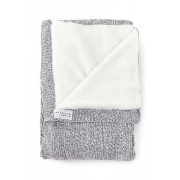 Bamboom Wiegdeken Gebreid Dubbel Teddy Grijs/Wit 75x100cm - Bamboom - Babywinkel - 8053306051605