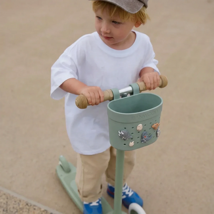 Banwood Kinderstep- en Fietsmandje Pin & Ride Olive koop je bij Babywinkel