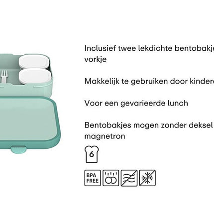 Bento lunchbox Campus groot - Cool blue - Babywinkel - 8720294056546