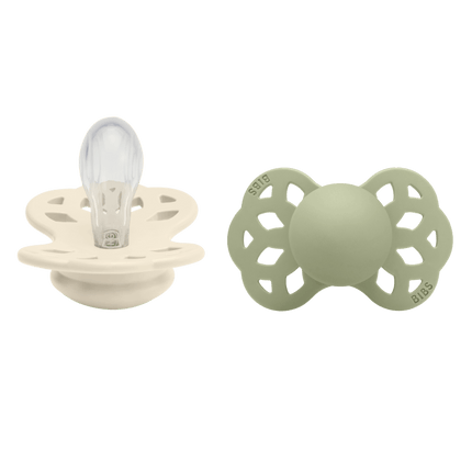 BIBS Speen Maat 1 Silicone Symmetrical Ivory/Sage 2st - BIBS - Babywinkel - 5713795246526