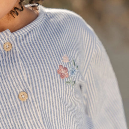 Blouse lange mouw Denim Blue Stripe koop je bij Babywinkel