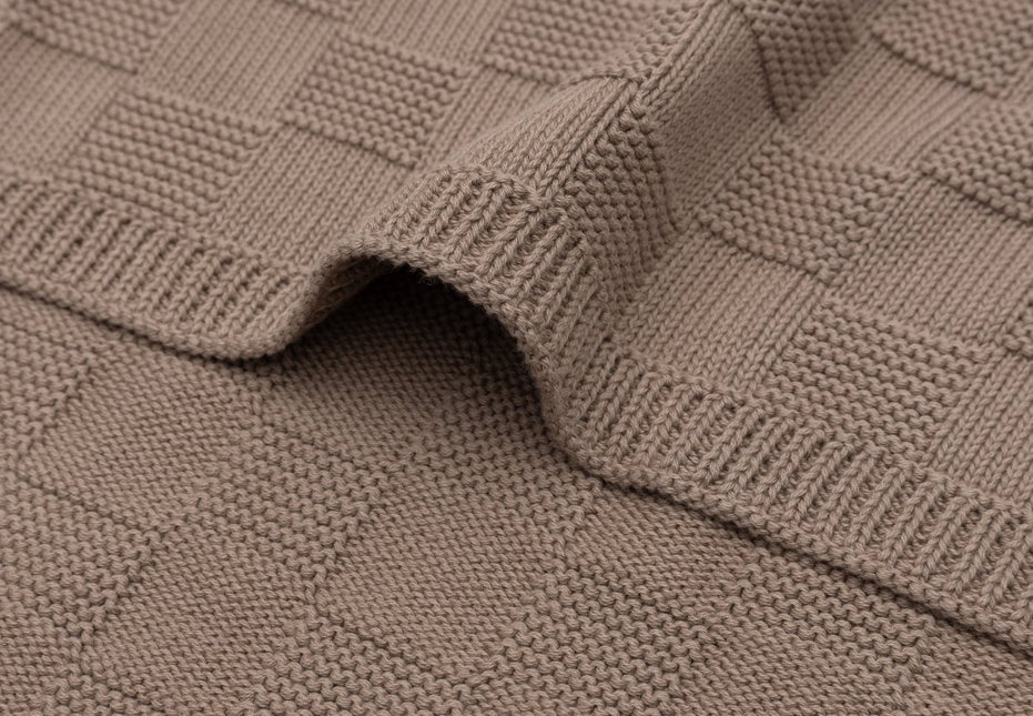Deken Ledikant 100x150cm Box Knit - Milky Coffee - GOTS - Babywinkel - 8717329400030