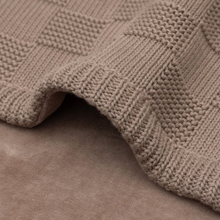 Deken Ledikant 100x150cm Box Knit - Milky Coffee/Velvet - GOTS - Babywinkel - 8717329403918