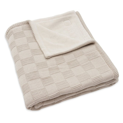 Deken Ledikant 100x150cm Box Knit - Warm Sand/Velvet - GOTS - Babywinkel - 8717329403901