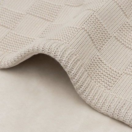 Deken Ledikant 100x150cm Box Knit - Warm Sand/Velvet - GOTS - Babywinkel - 8717329403901