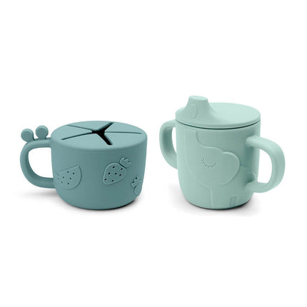 Done by Deer Snackbakje Met Drinkbeker Set Deer Friends Blue - Done by Deer - Babywinkel - 5712643037149