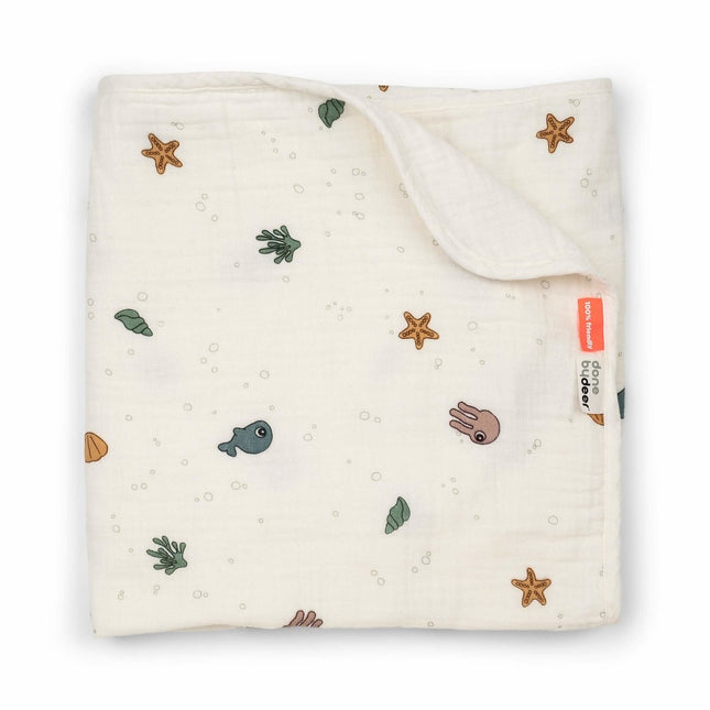 Done by Deer Wikkeldeken Baby Sea Friends Beige 100cm - Done by Deer - Babywinkel - 5712643039471