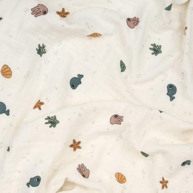 Done by Deer Wikkeldeken Baby Sea Friends Beige 100cm - Done by Deer - Babywinkel - 5712643039471