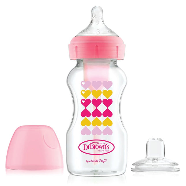 Dr. Brown's Options + Bottle to Sippystarterkit BH 270ml roze - Babywinkel - 072239317273