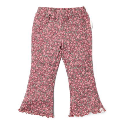 Pantalon évasé Rouge Flower