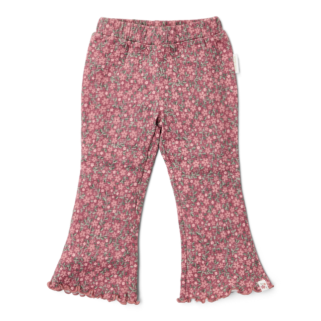 Pantalon évasé Rouge Flower