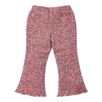 Pantalon évasé Rouge Flower