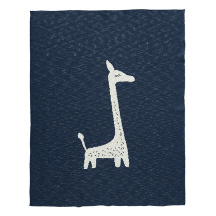 Fresk Ledikantdeken Gebreid Giraf Indigo 100x150cm - Fresk - Babywinkel - 8719638235686