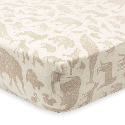 Hoeslaken Jersey 60x120cm Animals - Nougat - Babywinkel - 8717329376458