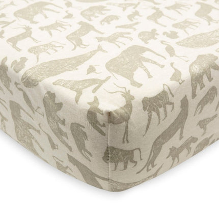 Hoeslaken Jersey 60x120cm Animals - Olive Green - Babywinkel - 8717329376427