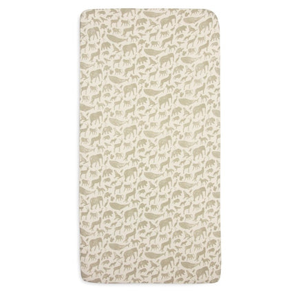 Hoeslaken Jersey 60x120cm Animals - Olive Green - Babywinkel - 8717329376427