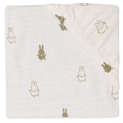 Hoeslaken Jersey 60x120cm Happy Miffy - Olive Green - Babywinkel - 8717329378896