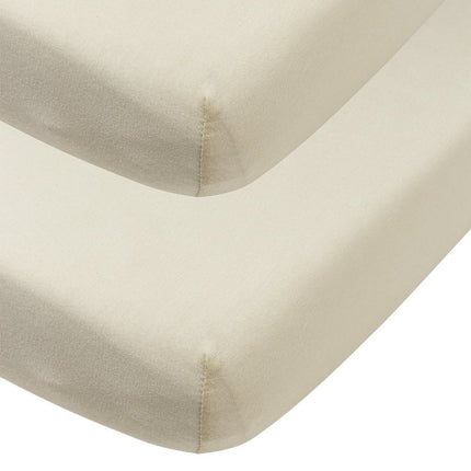 Hoeslaken ledikant 2 - pack jersey Uni - soft sand - 60x120cm - Babywinkel - 4054703502329
