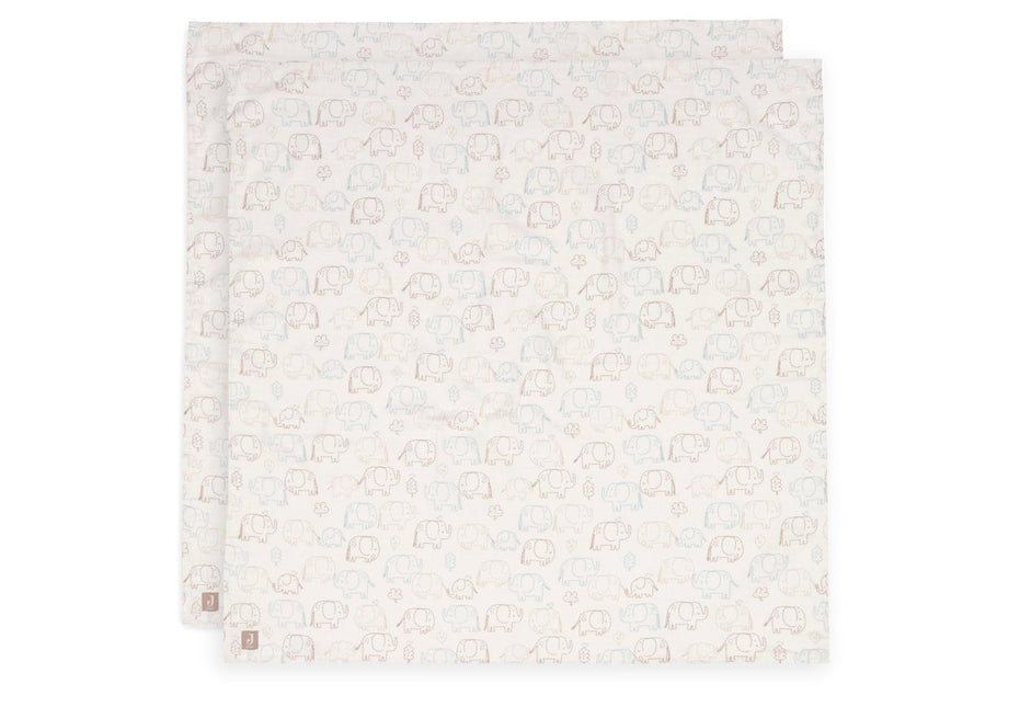 Hydrofiele Doek Large 115x115cm - Elephant Tales - 2 Stuks - Babywinkel - 8717329400634