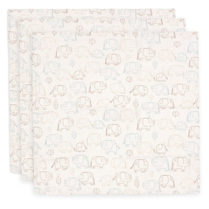 Jollein Hydrofiele Doek Elephant Tales 70Cm 3St koop je bij Babywinkel