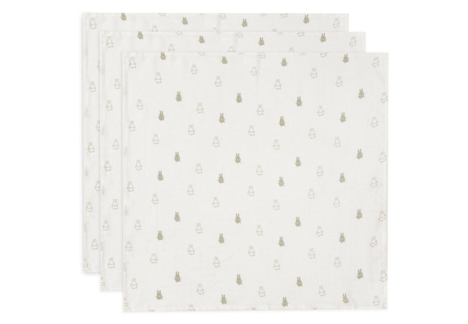 Hydrofiele Doek Small 70x70cm Happy Miffy - Olive Green - 3 Stuks - Babywinkel - 8717329378964