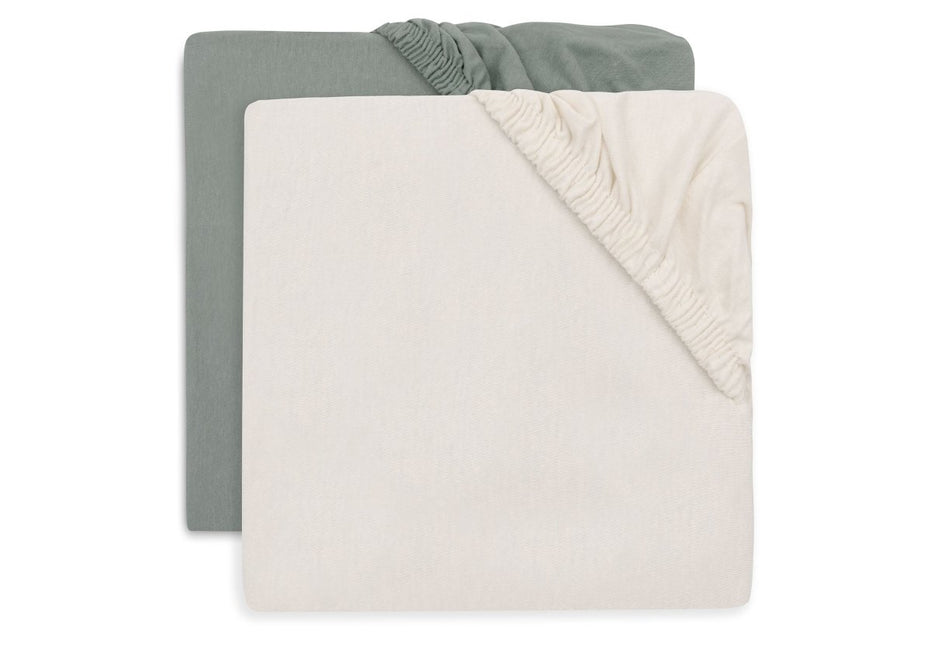 Jollein Hoeslaken Peuter Sea Green / Ivory 75X140Cm 2St - Babywinkel - 8717329400252