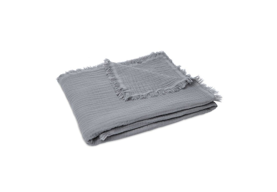 Jollein Wiegdeken Muslin Fringe Storm Grey 120x120cm - Jollein - Babywinkel - 8717329365353