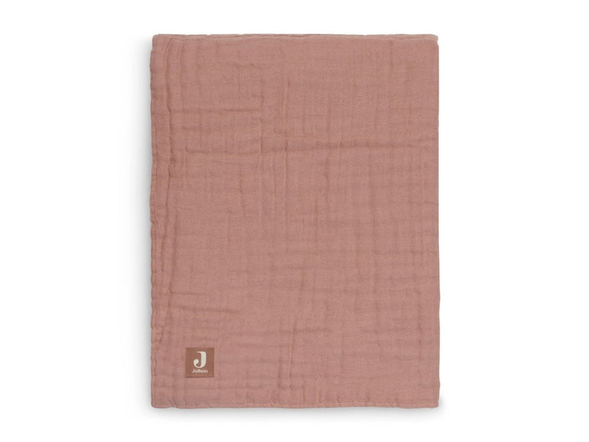Jollein Wiegdeken Wrinkled Cotton Rosewood 120x120cm - Jollein - Babywinkel - 8717329364202