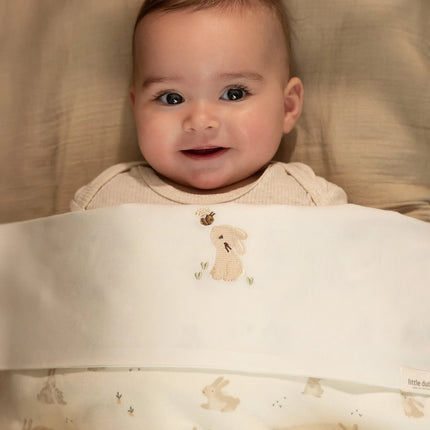 <tc>Little Dutch</tc> Serviette de berceau Bébé Lapin Blanc Brodé