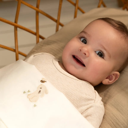 <tc>Little Dutch</tc> Serviette de berceau Bébé Lapin Blanc Brodé
