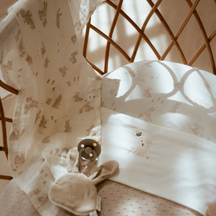<tc>Little Dutch</tc> Serviette de berceau Bébé Lapin Blanc Brodé