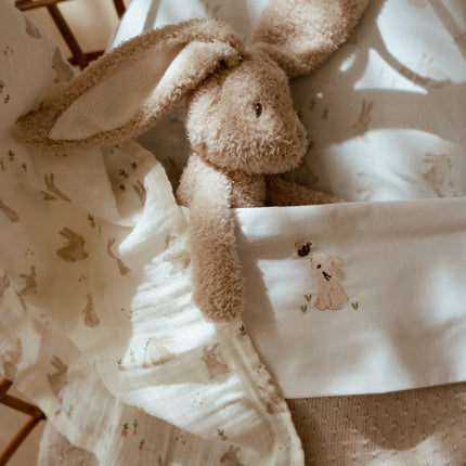 <tc>Little Dutch</tc> Serviette de berceau Bébé Lapin Blanc Brodé
