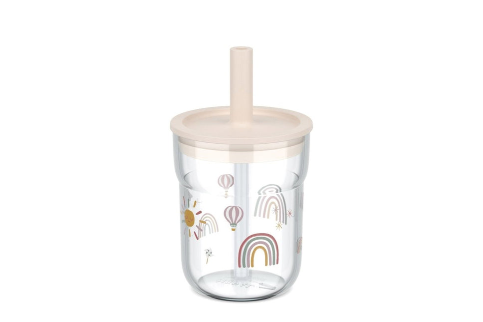 Kinderglas Mepal Mio 250 ml met rietje - Sunshine & Rainbow - Babywinkel - 8720294049487