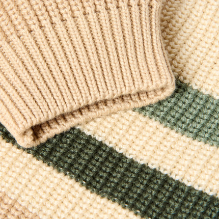 Little Dutch Baby Sweater Stripe Warm Taupe