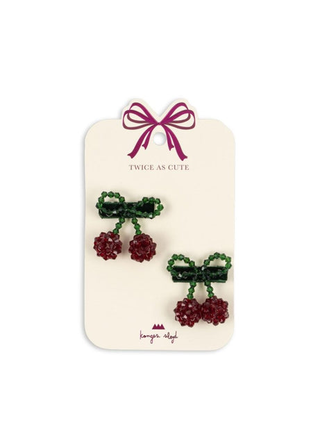 Konges Slojd 2 Pack Cherry Hair Clip Red/Glitter koop je bij Babywinkel