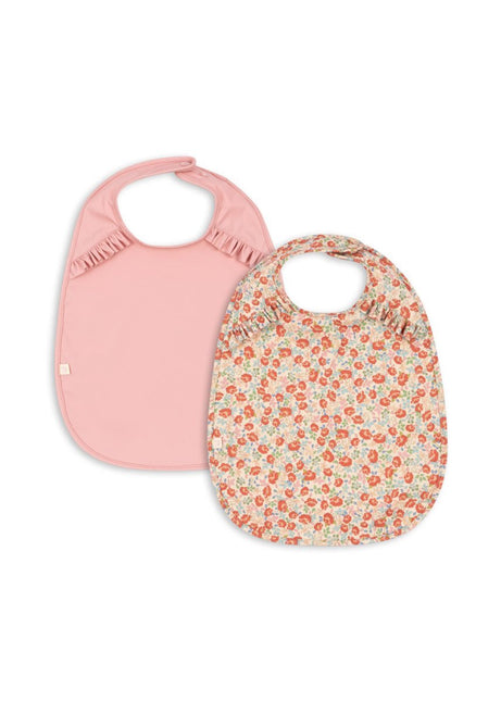 Konges Slojd 2 Pack Dinner Bib With Frill Kaluka/Bridal Rose koop je bij Babywinkel